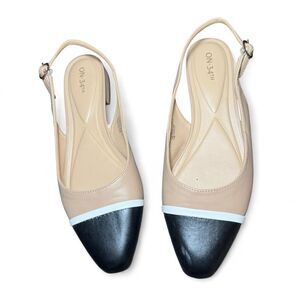 Women’s size 11 On 34th Avril Capped-toe Slingback flats black tan